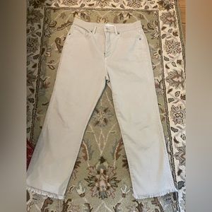 LOFT High Rise Straight Frayed Hem Cream Jeans Size 29/8